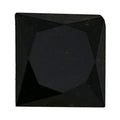 Square black diamond gemstone, faceted in a cushion cut