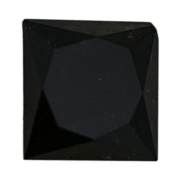 Square black diamond gemstone, faceted in a cushion cut