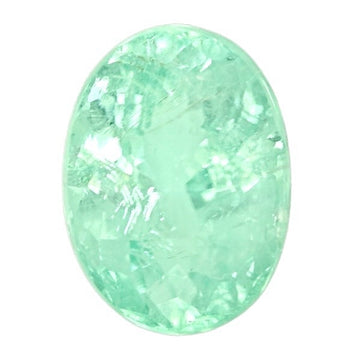 Paraiba tourmaline gemstone, oval cut, vivid green