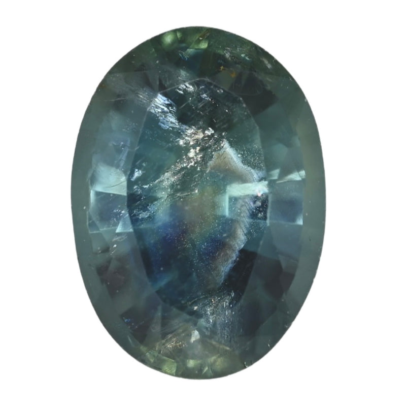Oval teal sapphire gemstone with faceted cut