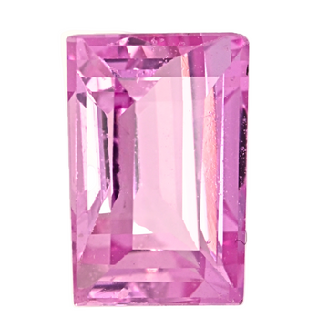 Emerald-cut pink sapphire gemstone close-up