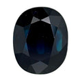 Oval dark blue-black faceted gemstone