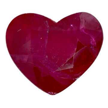 Heart-shaped faceted ruby gemstone in deep red