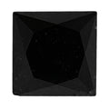 Square cushion-cut black diamond, faceted gemstone with dark luster