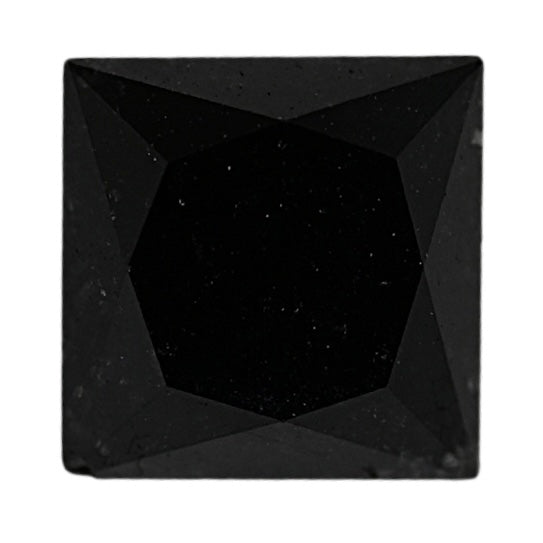Square cushion-cut black diamond, faceted gemstone with dark luster