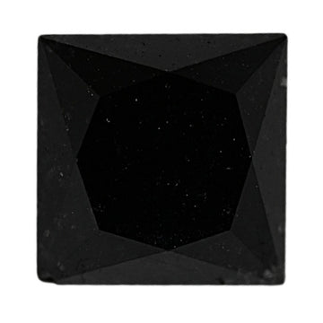 Square cushion-cut black diamond, faceted gemstone with dark luster