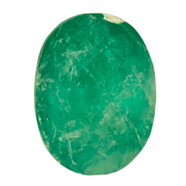 1.50-carat emerald green oval cabochon gemstone with glossy surface