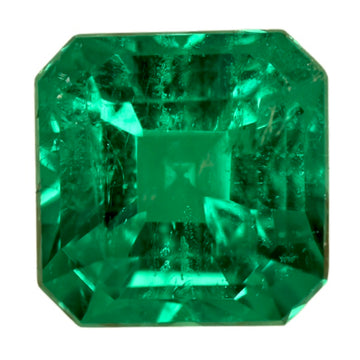 Octagonal green emerald gemstone, faceted, 2.03 ct