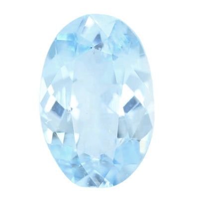 Oval aquamarine gemstone, light blue, faceted for sparkle