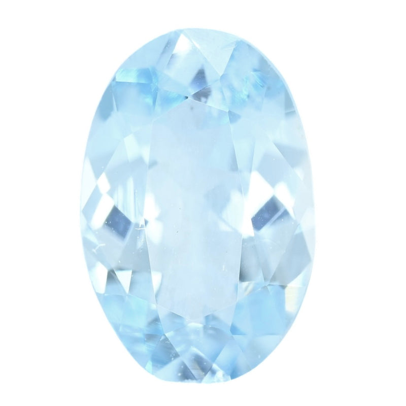 Oval aquamarine gemstone, light blue, faceted for sparkle