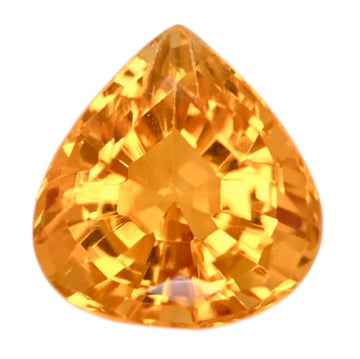 Pear-cut citrine gemstone, golden yellow faceted teardrop