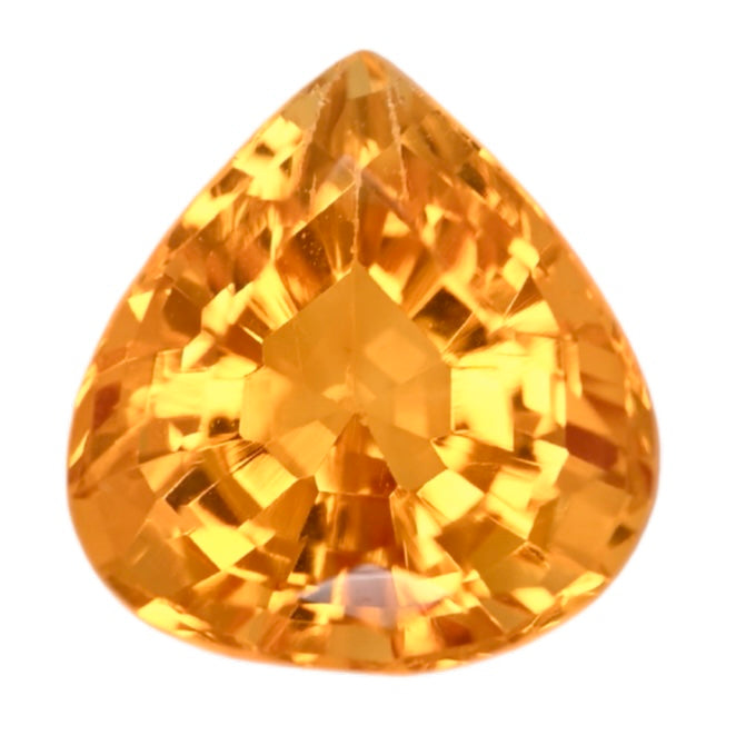 Pear-cut citrine gemstone, golden yellow faceted teardrop