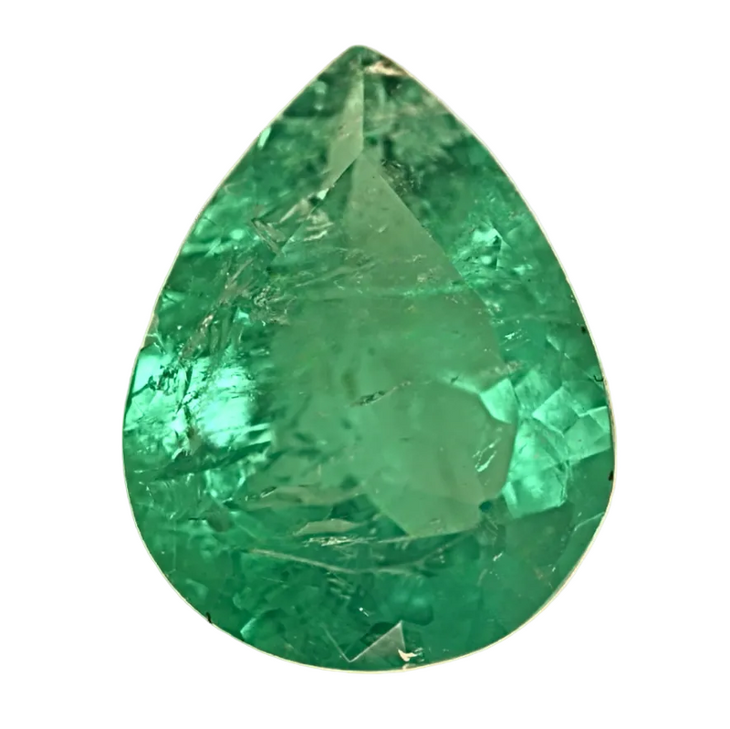 0.87-carat green pear-shaped emerald gemstone