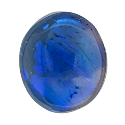 Blue opal cabochon gemstone, oval with polished glossy surface