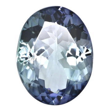 Faceted oval tanzanite gemstone in deep blue-violet with sparkling facets
