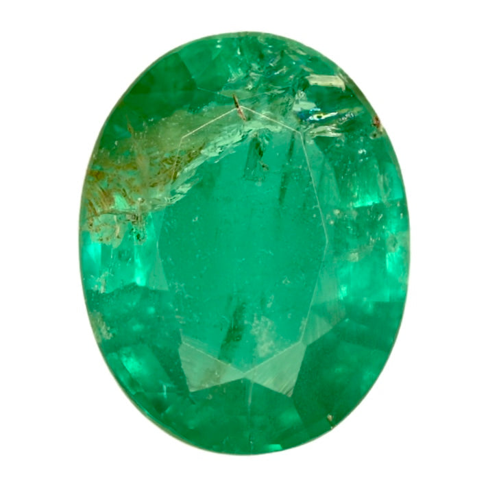 Oval emerald gemstone, 1.65 carat, faceted green stone