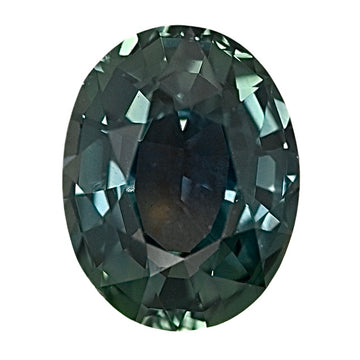 Oval teal sapphire gemstone with faceted cut