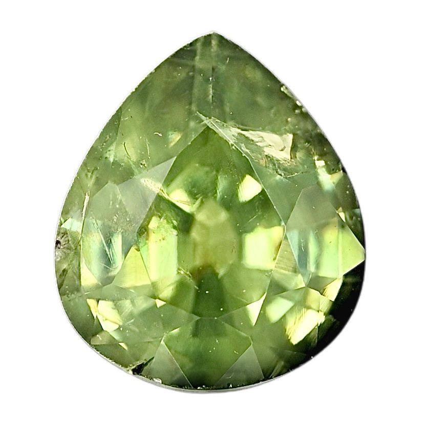 1.28 carat demantoid garnet, faceted pear-cut loose gemstone in green