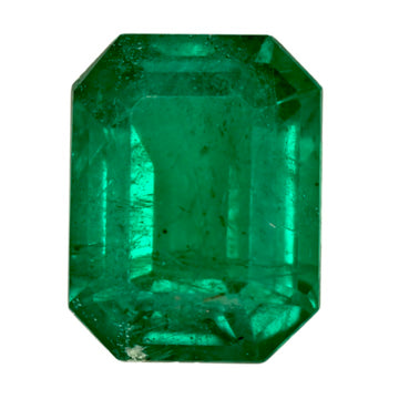 Emerald-cut green gemstone, faceted octagon shape, Zambian emerald, 1.86 ct