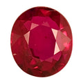 Oval ruby gemstone, deep red with faceted cut