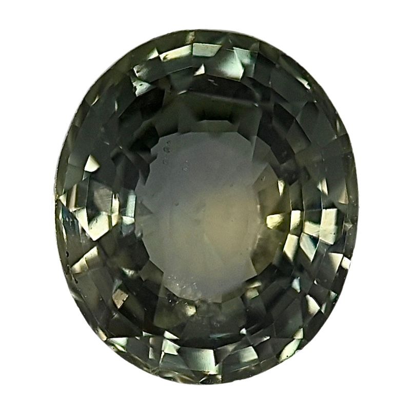 1.56-carat sapphire, oval cut with dark gray-green facets