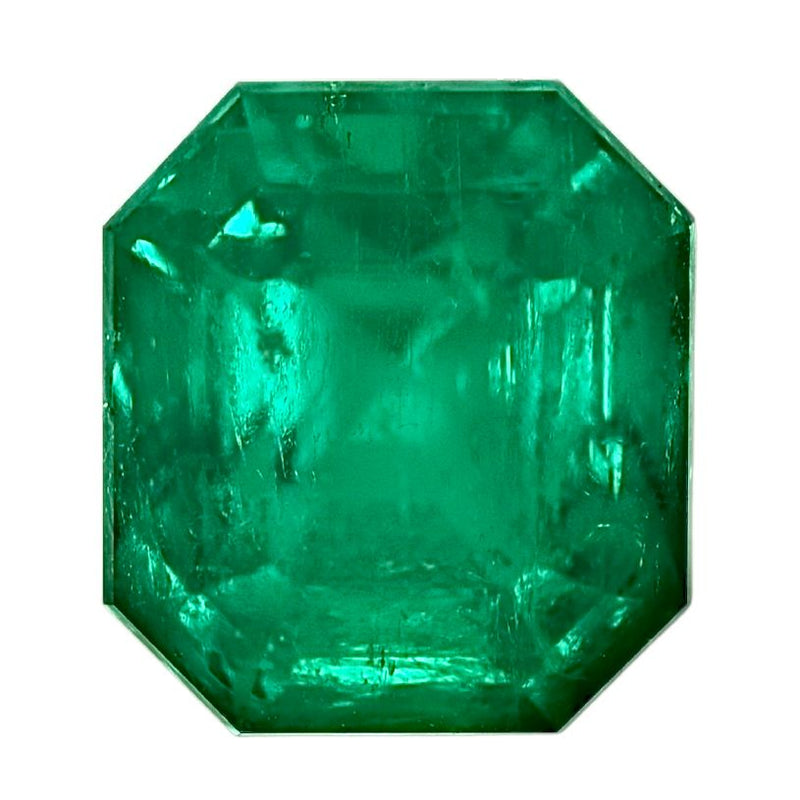 Octagonal emerald gemstone, bright green, faceted, 4.29 ct