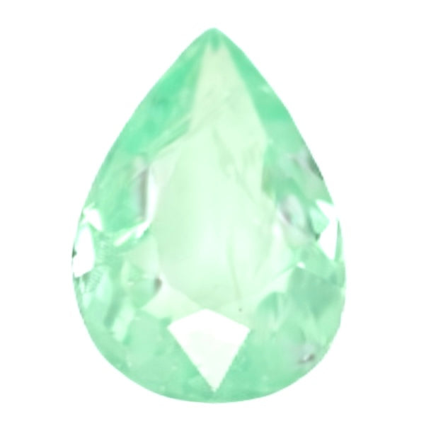 Faceted pear-shaped Paraiba tourmaline gemstone, mint green, teardrop cut