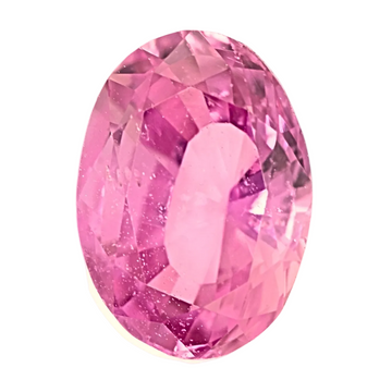 Oval pink sapphire gemstone with faceted sparkle