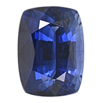 Blue sapphire gemstone, cushion cut with vivid blue center facets