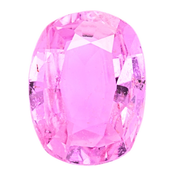 Close-up oval pink sapphire gemstone with faceted sparkle