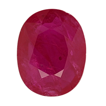 Oval ruby gemstone close-up, deep red faceted oval