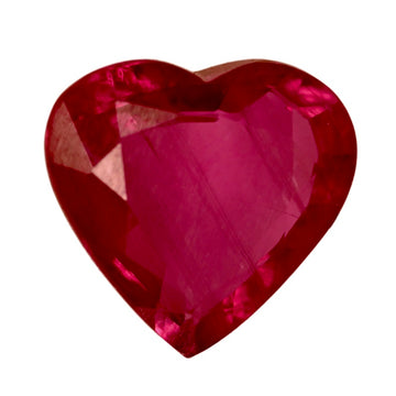 Heart-cut ruby gemstone, deep red, faceted