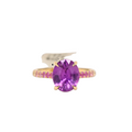 14k yellow gold sapphire ring with oval pink-purple gemstone, prong setting