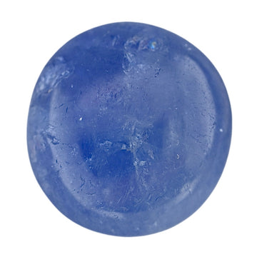 Round blue sapphire cabochon with domed surface and visible sparkle