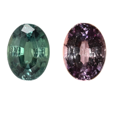 Oval 1.28-ct alexandrite gemstone, color-changing green to purple facets
