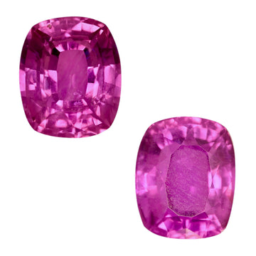 Cushion-cut pink sapphire pair with faceted oval cushion stones