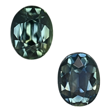 Oval faceted teal sapphire pair