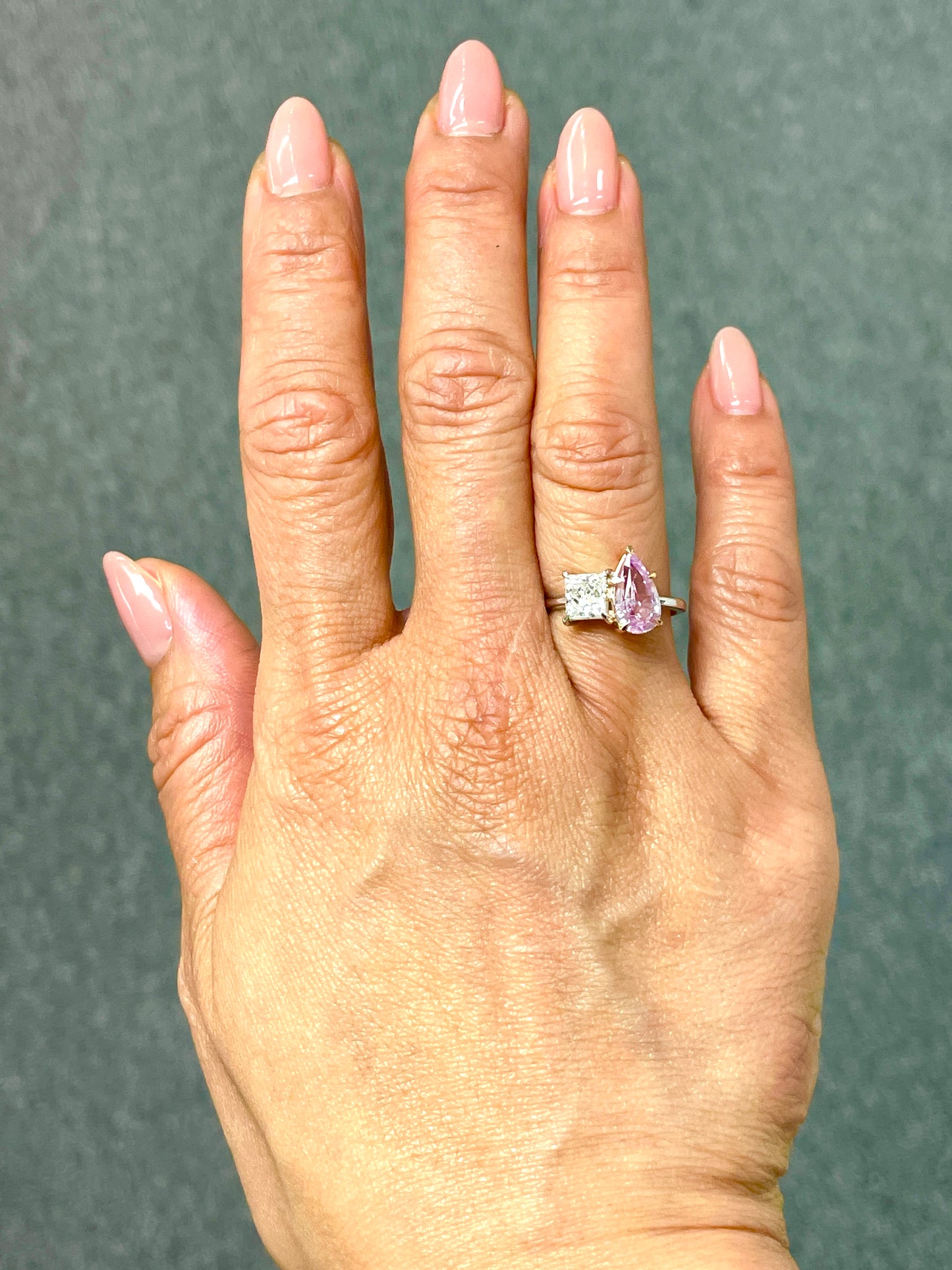 Diamond and Pink Sapphire Toi et Moi Ring