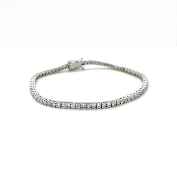 Diamond tennis bracelet with round stones in white metal