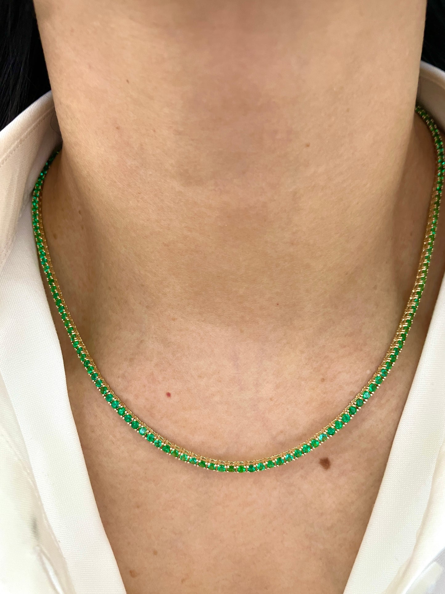 6.20 Carat Emerald Tennis Necklace