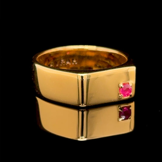 AVRAH- 18k Gold Vermeil and Ruby Signet Ring