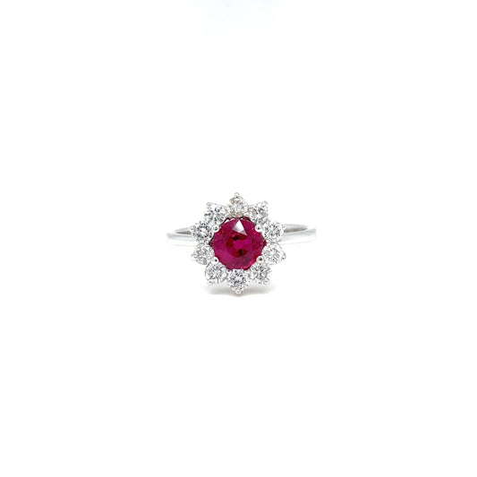 0.80 Carat Ruby and Diamond Ring