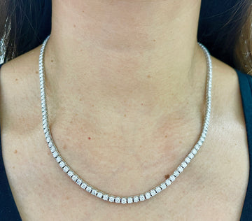 14k white gold tennis necklace with lab-grown round diamonds