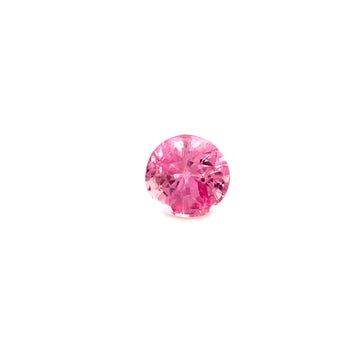 Isolated round faceted pink padparadscha sapphire, no-heat 1.05 ct