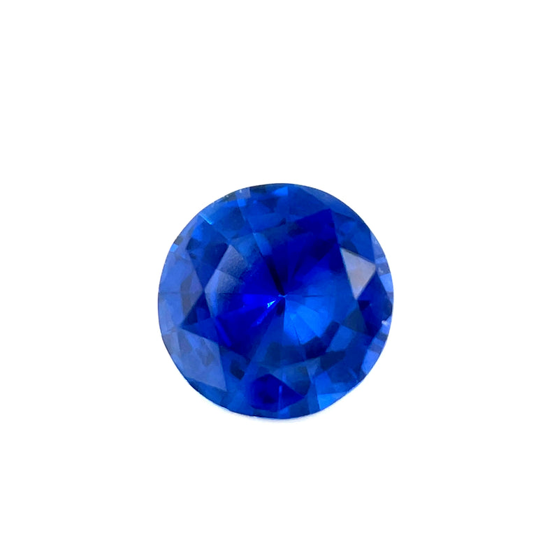 Blue sapphire round gemstone, brilliant faceted cut