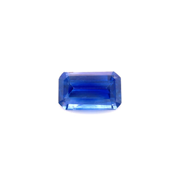 Blue sapphire gemstone, rectangular emerald-cut with faceted sparkle