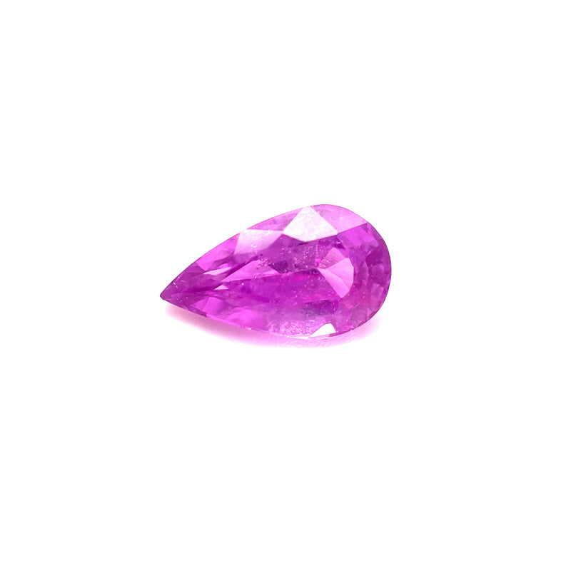 Pear-cut pink sapphire gemstone, pear teardrop shape