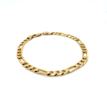 14k yellow gold figaro link bracelet with polished and diamond-cut links