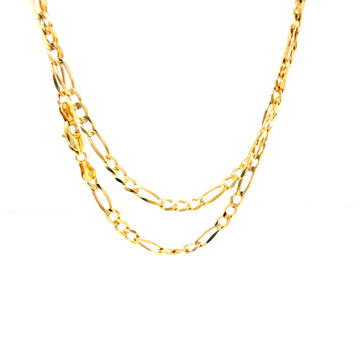 14k yellow gold Figaro link necklace with polished chain links
