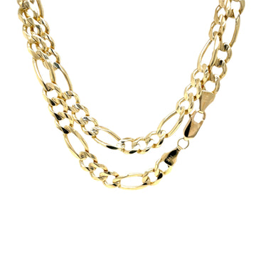 14k yellow gold figaro link necklace with polished chain links